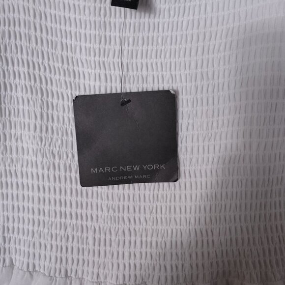 NWT 🤍Andrew Marc New York Dress Women's Medium White Eyelet Tie-Shoulder - Picture 5 of 15